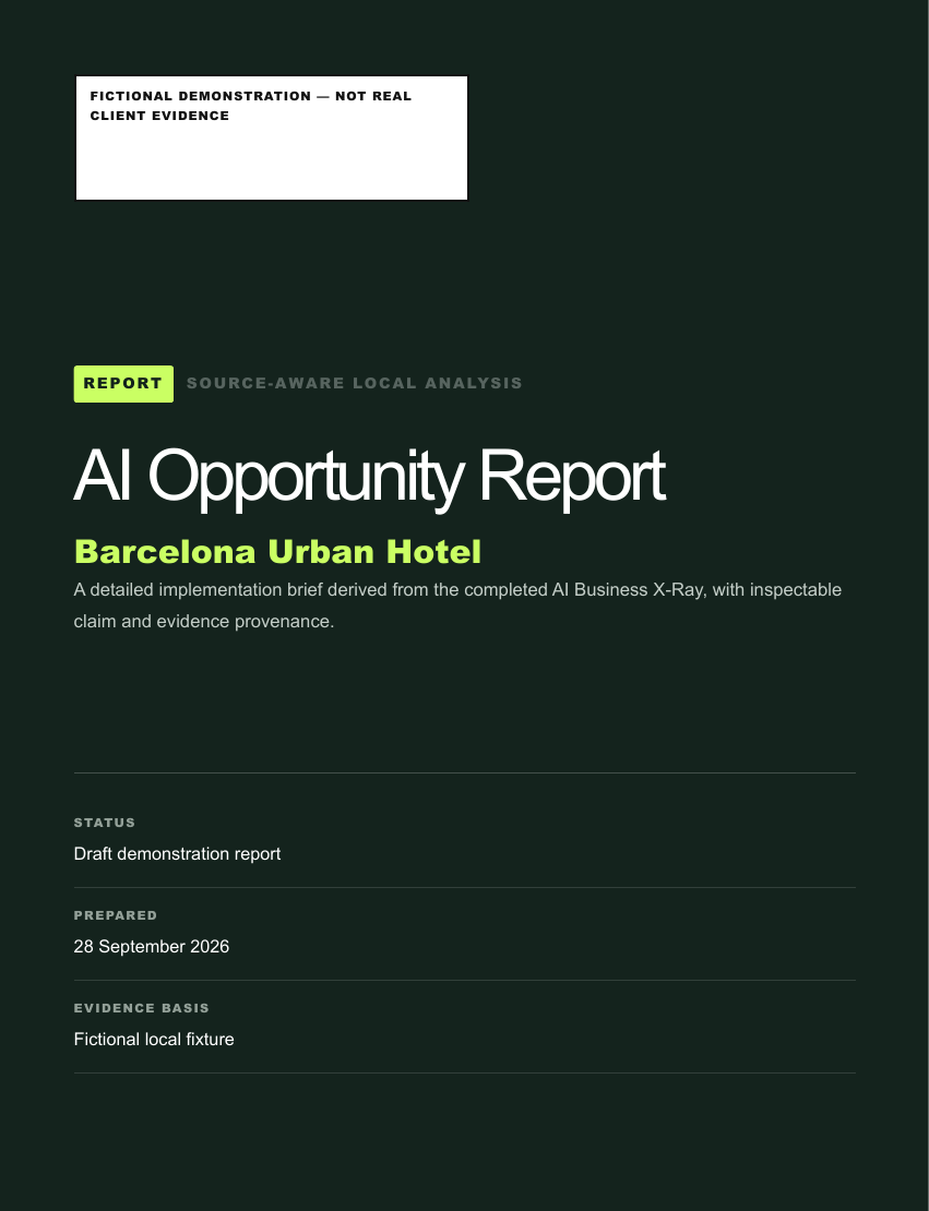 Real cover of the AI Business X-Ray demonstration report